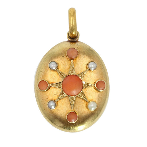 Pendentif Médaillon ouvrant en or perles fines et corail 58 Facettes 21-216