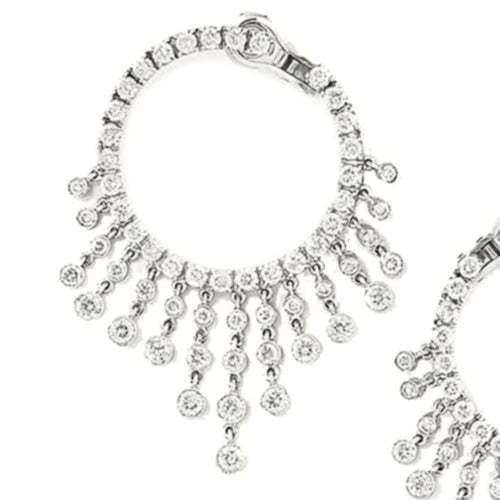 Boucles d'oreilles Boucles d'oreilles créoles en or blanc, diamants. 58 Facettes 25575