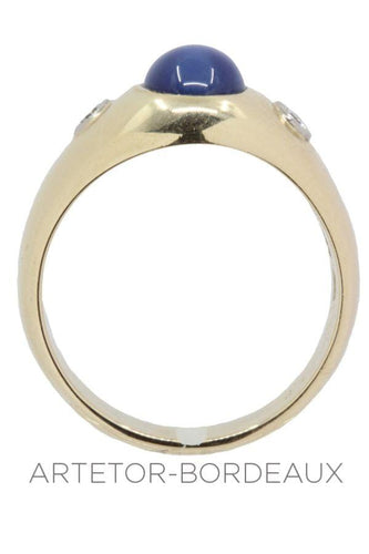Bague 64 Jonc anglais saphir étoilé et diamants 58 Facettes 34631