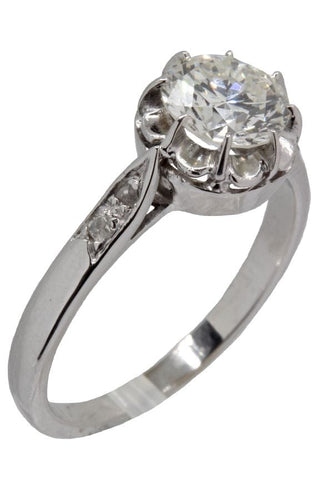 Bague 56 Solitaire ancien diamant 1.21 carat 58 Facettes 36871