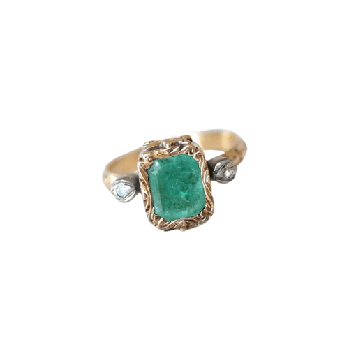 Bague Bague style Victorien émeraude et diamants 58 Facettes