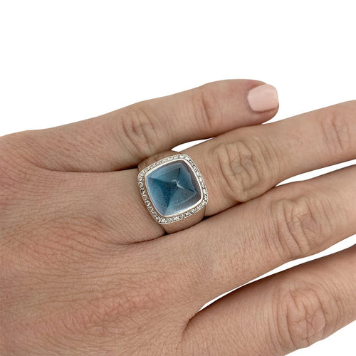 Bague 50 Bague Fred "Pain de sucre" en or blanc, topaze et diamants. 58 Facettes 30081