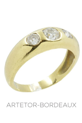 Bague Bague jonc anglais ancienne Or jaune Diamants 58 Facettes