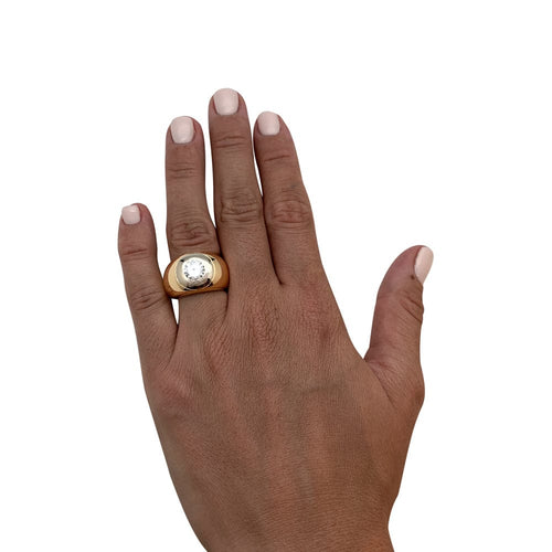 Bague 54 Bague bombée deux ors, diamant de 1,14 carat. 58 Facettes 28848