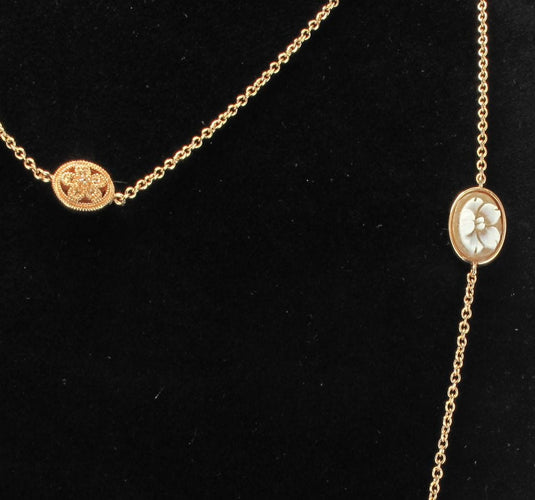 Collier Sautoir vermeil rose motifs ronds ciselés et camée 58 Facettes C8R