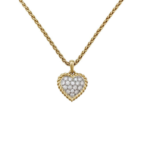 Pendentif Pendentif et chaîne Van Cleef & Arpels "Coeur" en or jaune, platine et diamants. 58 Facettes 29357