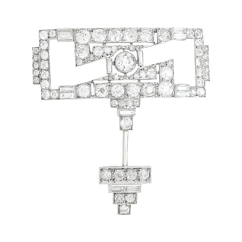 Broche Epingle Art Déco en platine et diamants. 58 Facettes 29926