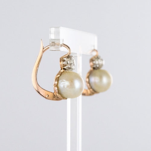 Boucles d'oreilles Parure ancienne perles fines et diamants 58 Facettes 19-614