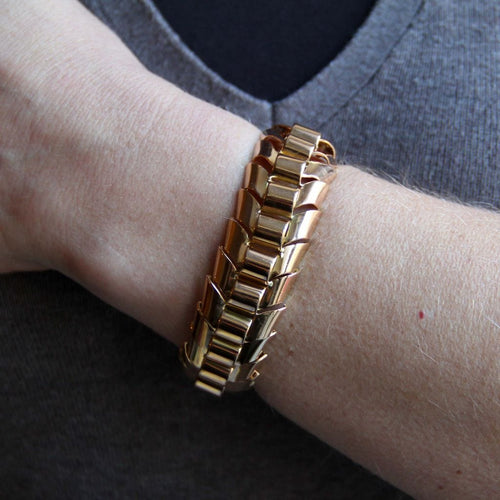 Bracelet Bracelet tank or maille épi articulée 58 Facettes 16-360