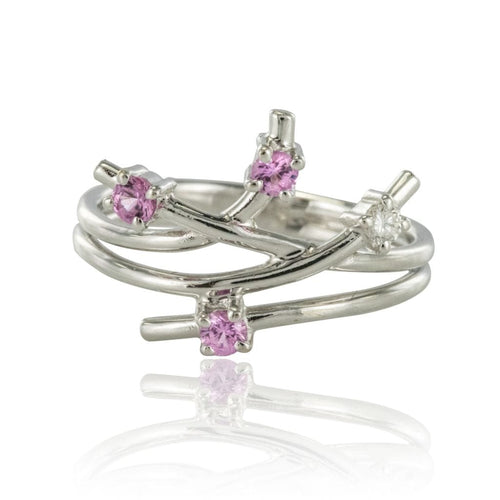 Bague 54 Bague or blanc diamant saphir rose 58 Facettes 18-093D-54
