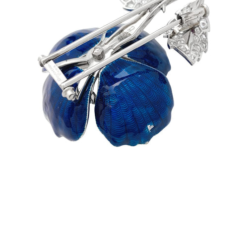 Broche Broche "Eglantine" Boucheron en or et platine, émail et diamants. 58 Facettes 29921
