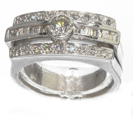 Bague Bague rectangulaire Or gris et diamants 58 Facettes