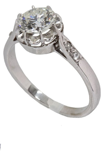 Bague 56 Solitaire ancien diamant 1.21 carat 58 Facettes 36871