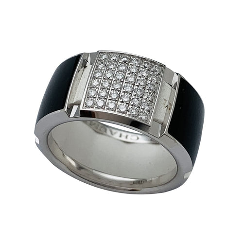 Bague 53 Bague Chaumet, "Classe One", or blanc, diamants, laque. 58 Facettes 30620