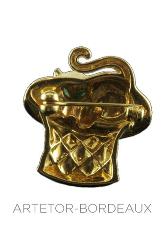 Broche Broche chat dans un chapeau 58 Facettes 19621