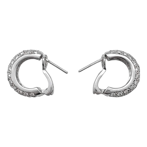 Boucles d'oreilles Boucles d'oreilles créoles en or blanc, diamants. 58 Facettes 30105