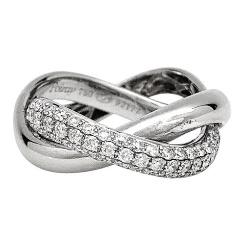 Bague 51 Bague Poiray "Tresse" en or blanc et diamants. 58 Facettes 29941