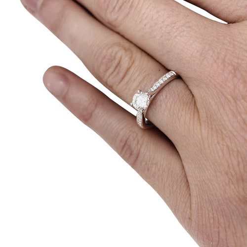 Bague 52.5 Bague solitaire en or blanc, diamant 0,51 ct. 58 Facettes 29430