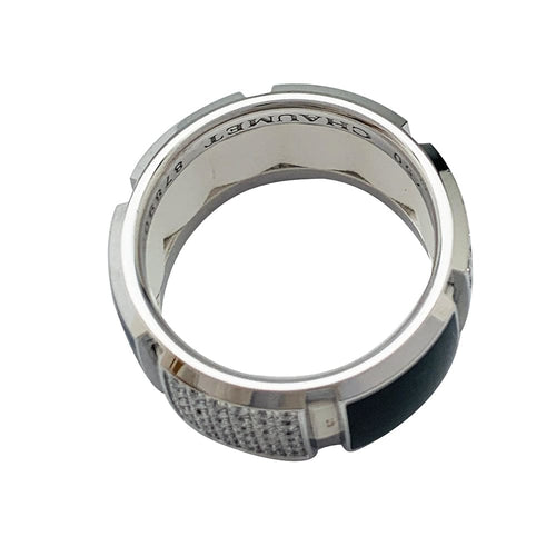 Bague 53 Bague Chaumet, "Classe One", or blanc, diamants, laque. 58 Facettes 30620