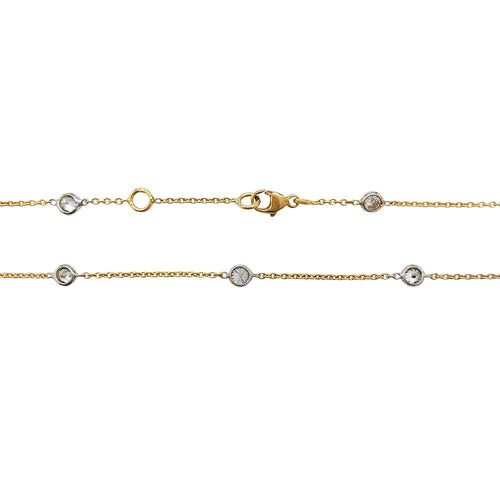 Collier Collier en deux tons d'or serti de 15 diamants en serti clos. 58 Facettes 30534