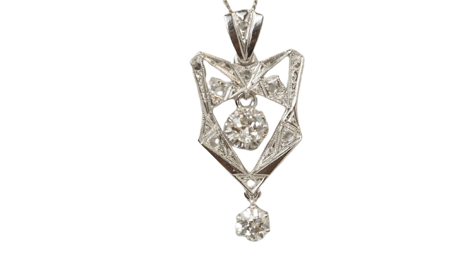 Collier Collier Art déco en or platine et diamants 58 Facettes 30578