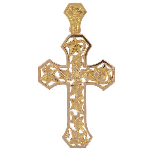 Pendentif Croix en or et feuilles de lierre 58 Facettes AP28