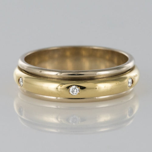 Bague 54 Alliance mobile or blanc or jaune diamants 58 Facettes 18-397-54