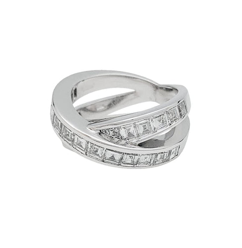 Bague 50 Bague Chopard or blanc, diamants carrés. 58 Facettes 30000