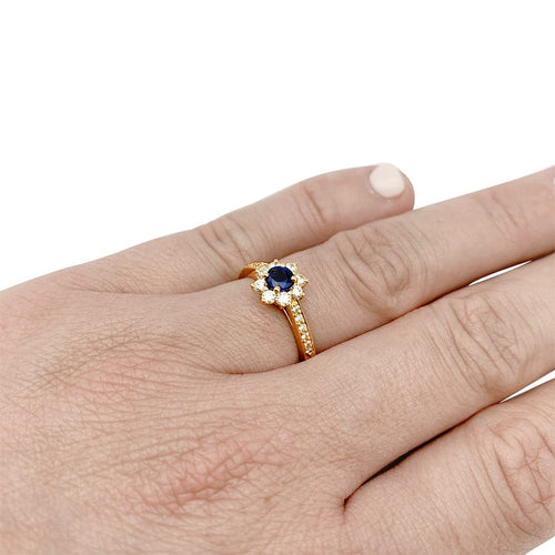 Bague 51 Bague Tiffany&Co. marguerite en or jaune diamants et saphir. 58 Facettes 30403