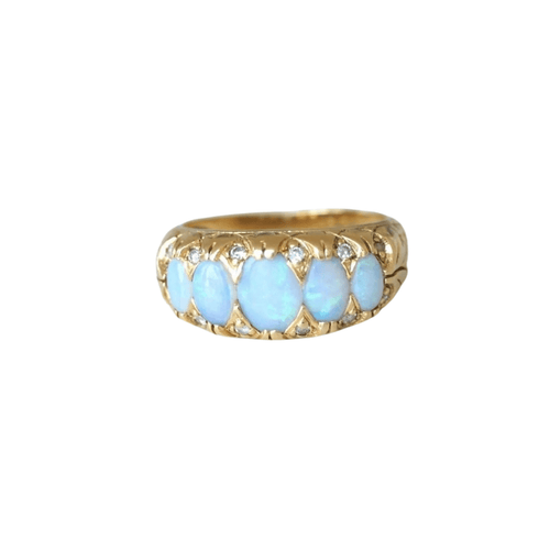 Bague Bague jarretière opales et diamants 58 Facettes