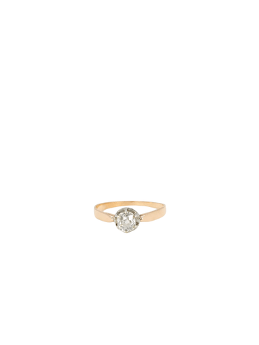 Bague 54 Solitaire Or rose Diamant coussin 58 Facettes J217