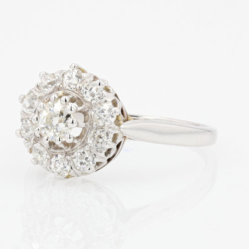 Bague 56 Bague marguerite diamants or blanc 58 Facettes 20-408-52