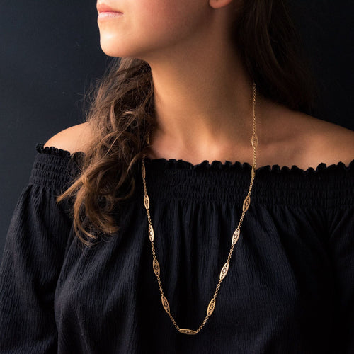 Collier Sautoir filigrané ancien or rose 58 Facettes 20-219