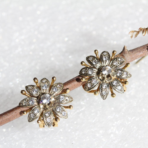 Boucles d'oreilles Clips d'oreilles vintages diamants fleurs 58 Facettes 21-240