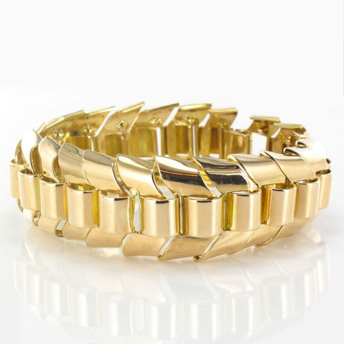 Bracelet Bracelet tank or maille épi articulée 58 Facettes 16-360