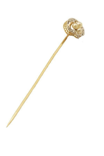 Broche Epingle ancienne perles et diamants 58 Facettes 23441