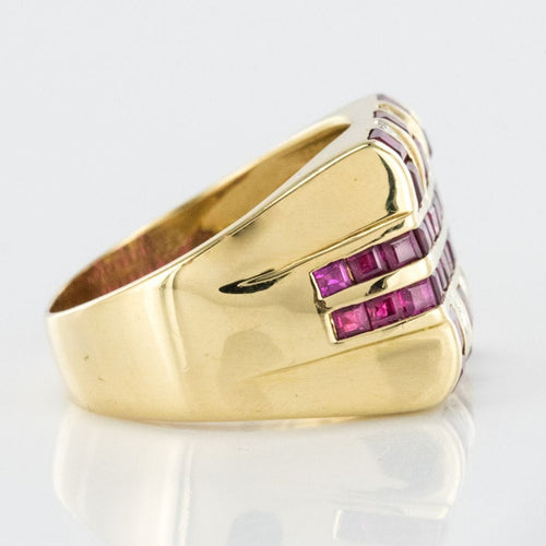 Bague 53 Chevalière rubis diamants 58 Facettes 18-252-53