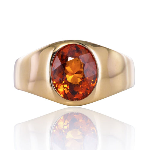 Bague 57 Bague homme grenat spessartite 58 Facettes 18-053