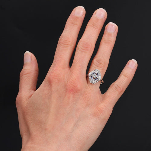 Bague 55 Bague art déco diamants saphirs hexagonale 58 Facettes 20-577-55