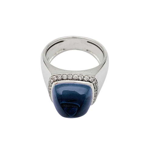 Bague 50 Bague Fred "Pain de sucre" en or blanc, topaze et diamants. 58 Facettes 30081