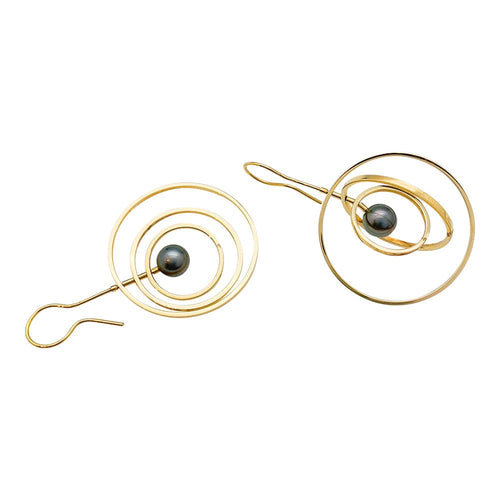 Boucles d'oreilles Boucles d'oreilles pendantes "Galaxie" en or jaune et perles. 58 Facettes 30551