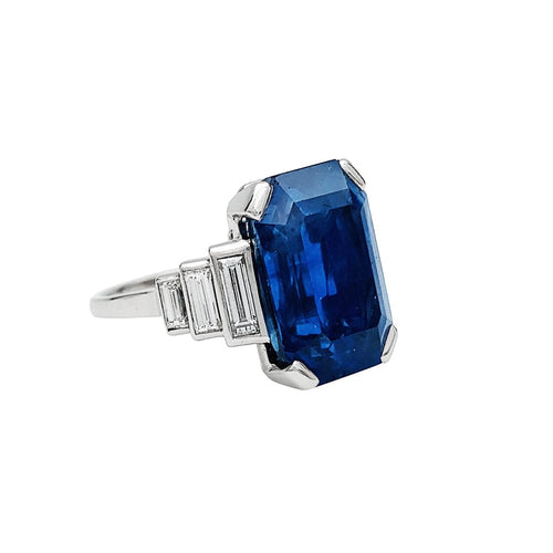 Bague 51 Bague saphir et diamants, monture platine. 58 Facettes 30225