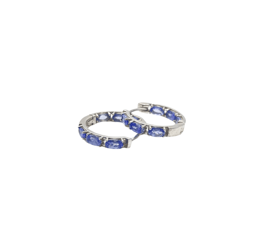 Boucles d'oreilles Boucles d'oreilles créoles Argent Tanzanites 58 Facettes