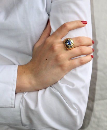 Bague SAPHIR de Ceylan et diamants 58 Facettes 360