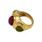 Bague 51 Bague en or jaune tourmaline et péridots. 58 Facettes 30216
