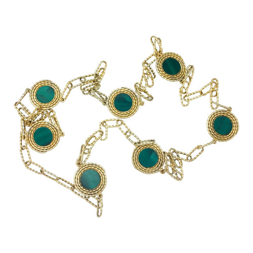 Collier Sautoir or jaune, malachite. 58 Facettes 25256