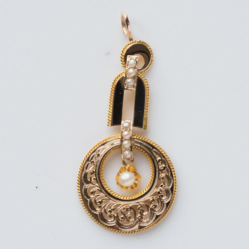Pendentif Pendentif ancien or rose perles fines 58 Facettes CVP15