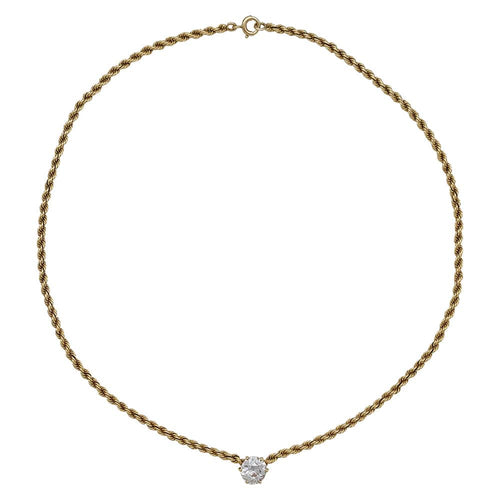 Collier Collier solitaire diamant en or jaune. 58 Facettes 30042