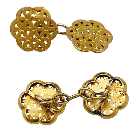 Boutons de manchette Boutons de manchette moucharabieh en or jaune 58 Facettes 30253