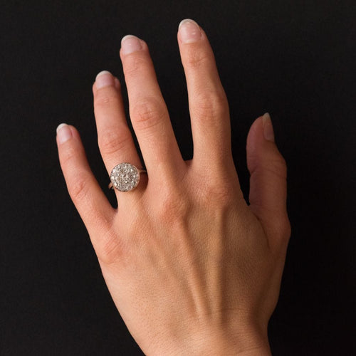 Bague 52 Bague ronde plate diamants taille ancienne 58 Facettes 19-289-55